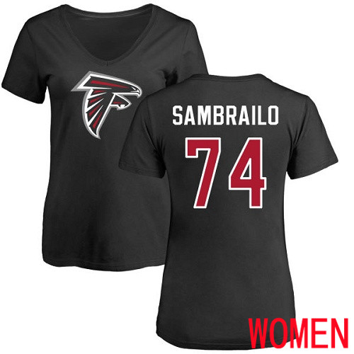 Atlanta Falcons Black Women Ty Sambrailo Name And Number Logo NFL Football #74 T Shirt->atlanta falcons->NFL Jersey